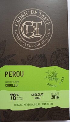 Chocolat noir 78% Pérou front packaging