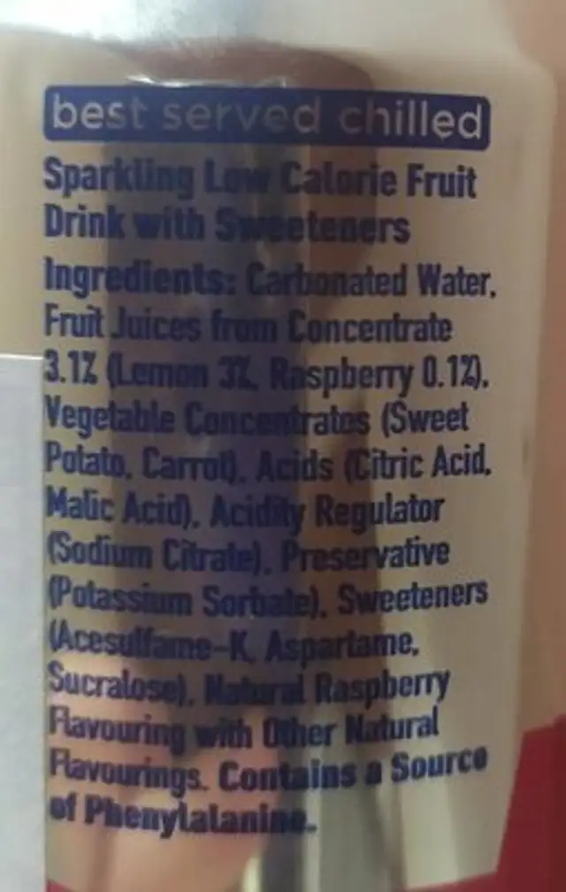 Fanta rasberry nutrition facts table