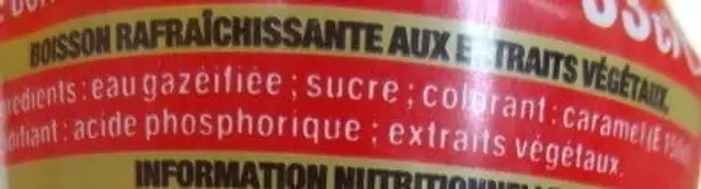 Coca-Cola sans caféine ingredients label