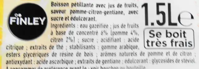 Fine bulles - Pomme-citron & gentiane ingredients label