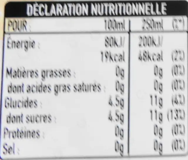 Fine bulles - Pomme-citron & gentiane nutrition facts table