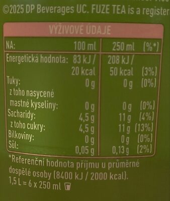 Green fuze tea eper&aloe vera nutrition facts table