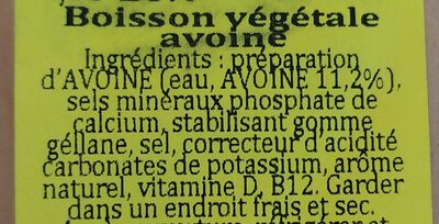 Avena ingredients label