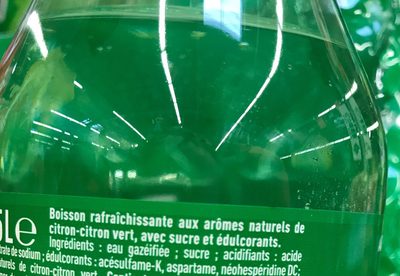 Sprite faible en sucres ingredients label