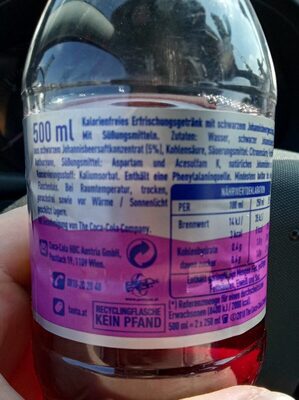 Fanta cassis sans sucre ajouté ingredients label