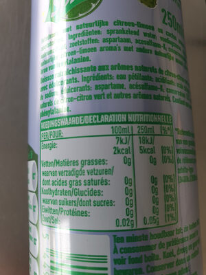 Sprite lemon cactus nutrition facts table