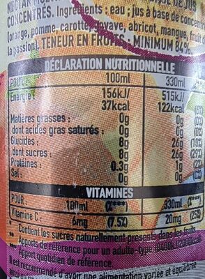 Minute maid nutrition facts table