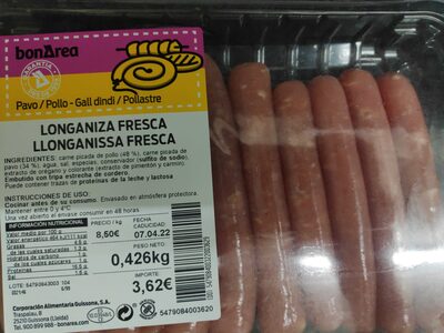 Llonganissa fresca de gall dindi/pollastre