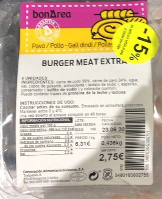 Burger meat extra