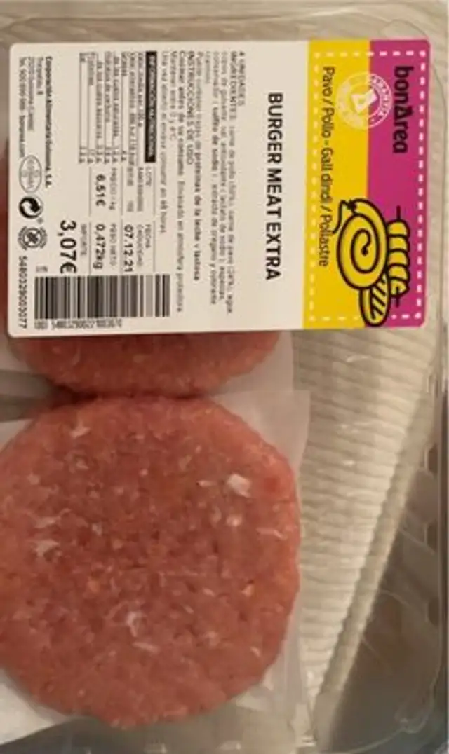 Burger meat extra front packaging