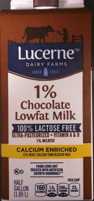 1% Chocolate Lowfat Milk front packaging