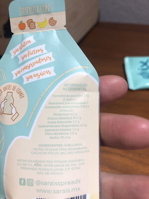 Sarai’s superfood spreads avellana + cacao nutrition facts table