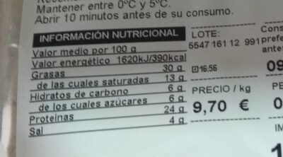 Salchichon extra nutrition facts table