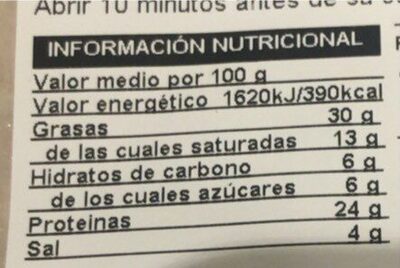 Salchichón extra nutrition facts table