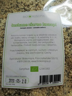 łuskane ziarno konopi