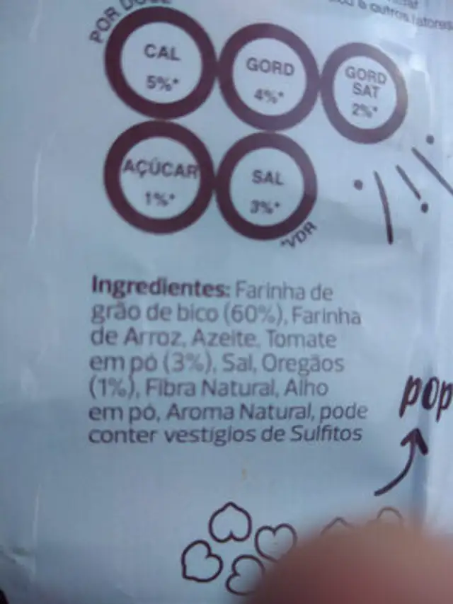 snack grão de bico crocante ingredients label