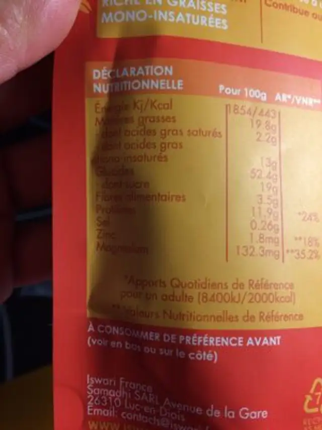 Fruits D'Amour - Goji, Mulberries, Amandes Bio - 100 G - Iswari ingredients label