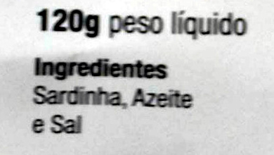 Sardines ingredients label