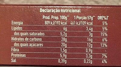 Mousse Chocolate de Leite nutrition facts table