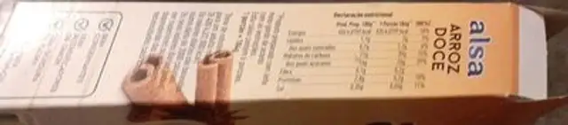 Préparation pour riz au lait nutrition facts table
