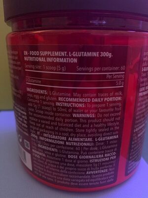 L-glutamine nutrition facts table