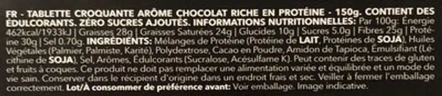 Zero Choco Crispies ingredients label