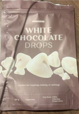 White chocolate drops front packaging