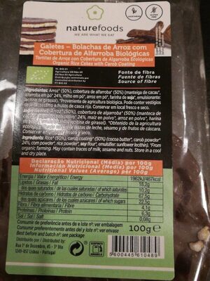 Galetes – Bolachas de Arroz com Cobertura de Alfarroba Biológicas