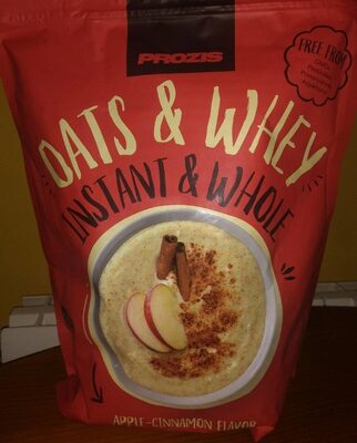 Oats & Whey. Instant & Whole. Apple-Cinnamon flavor front packaging
