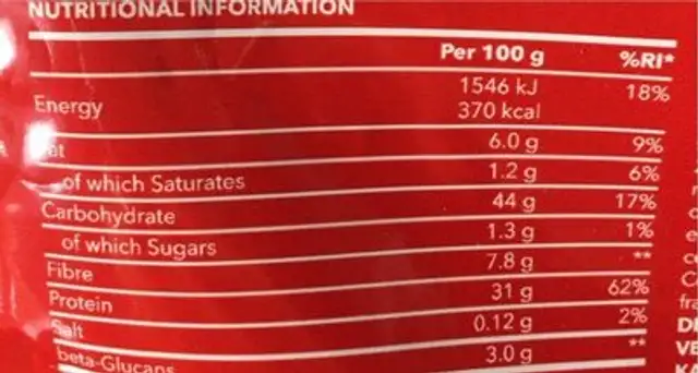 Oatmeal whey protein coffee caramel nutrition facts table