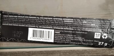 Protein chocolate nutrition facts table