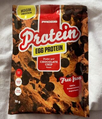 Egg protein chocolate chip front packaging