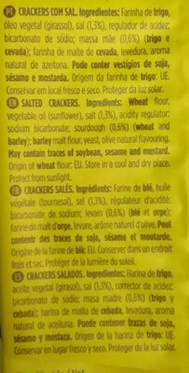 La Cracker Cracker ingredients label
