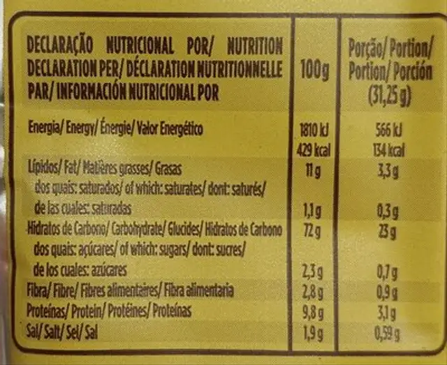 La Cracker Cracker nutrition facts table