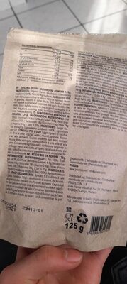 Organic reishi mushroom nutrition facts table