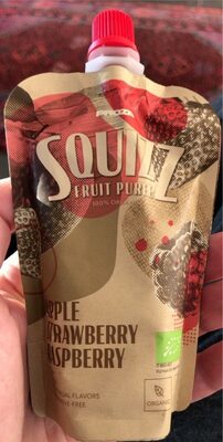 Squizz Fruit Puree Apple Strawberry Raspberry front packaging