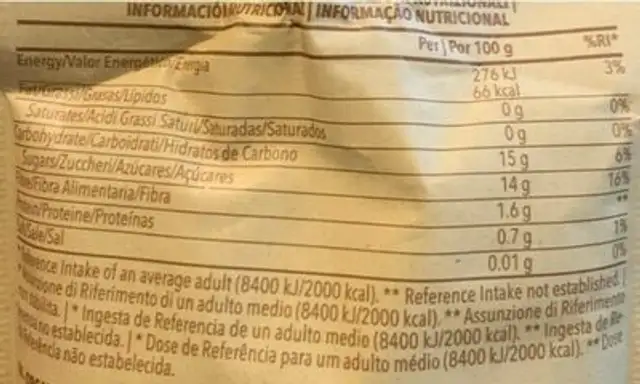 Squizz Fruit Puree Banana Apple nutrition facts table