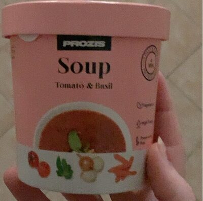 Soup tomato & basil front packaging