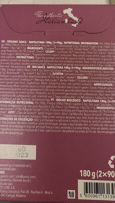 Pasta sauce nutrition facts table