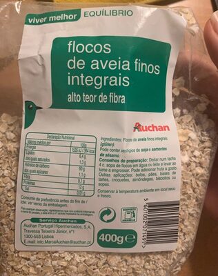 Flocos de aveia finos integrais
