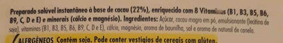Chocolat en poudre ingredients label