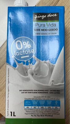Leite Meio Gordo, 0% lactose