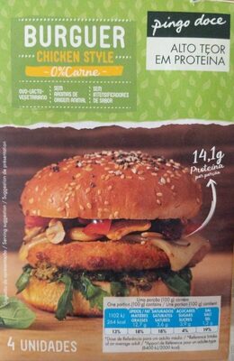 Burger Chicken style 0% carne front packaging