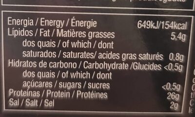 Bacalhau em azeite e alho nutrition facts table