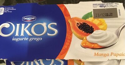 Oikos Mango papaia front packaging