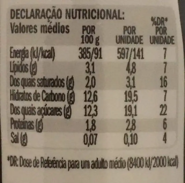 Dan up clementine mangue nutrition facts table