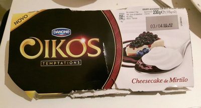 Oikos cheesecake de mirtillo front packaging