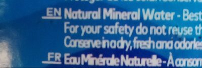 Natural mineral water ingredients label