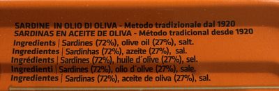 Sardines à l'Huile d'Olive ingredients label