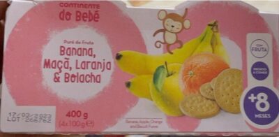 Puré de fruta Banana, Maçã, Laranja & Bolacha